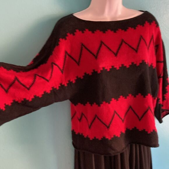 Ralph Lauren Red Linen Knit Sweater Womens Oversized Crop PS Vintage Half Sleeve - Picture 1 of 8
